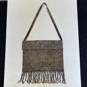 Antiquarian French, Hand Stitched (Bead By Bead) Victorian Glass Bead/Silk Purse